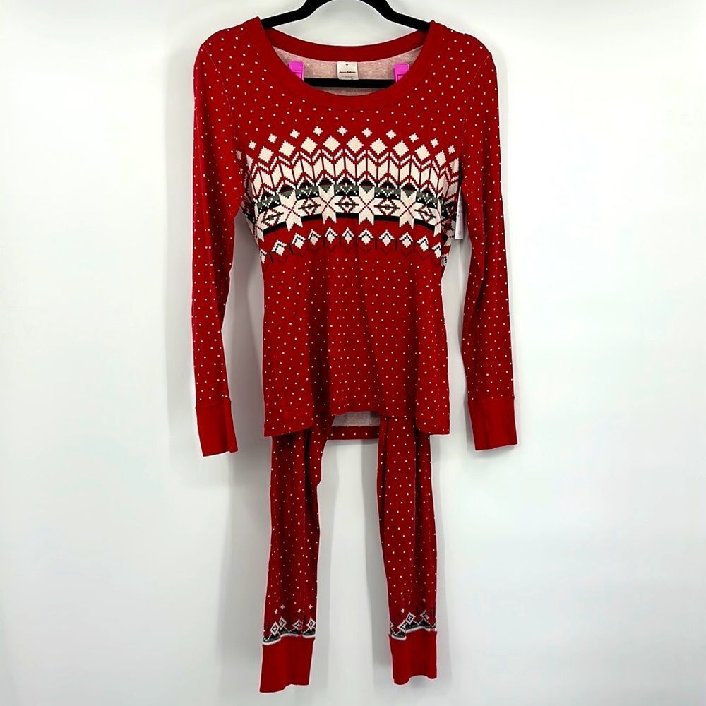 Hanna Andersson Heritage Fairisle In Red 2pc Long‎ John Set in Sz XS